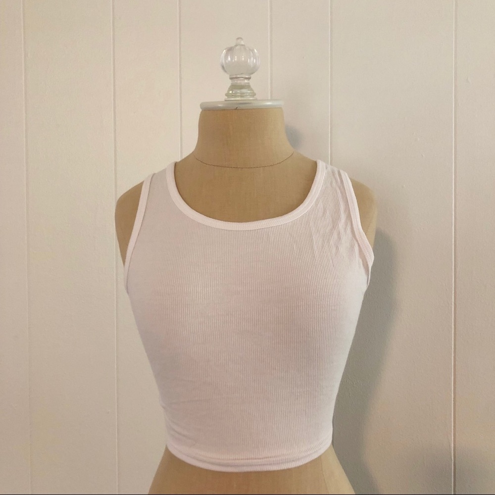 White Crop Top with Tie - Picture 4 of 5